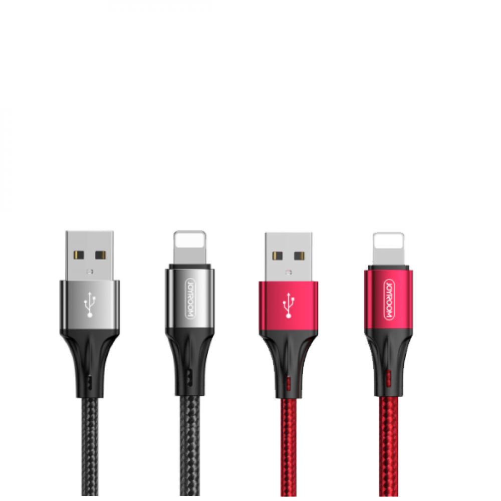 كيبل شاحن بخاصية الشحن السريع اسود / احمر S1230N6 ايفون / تايب سي / مايكرو